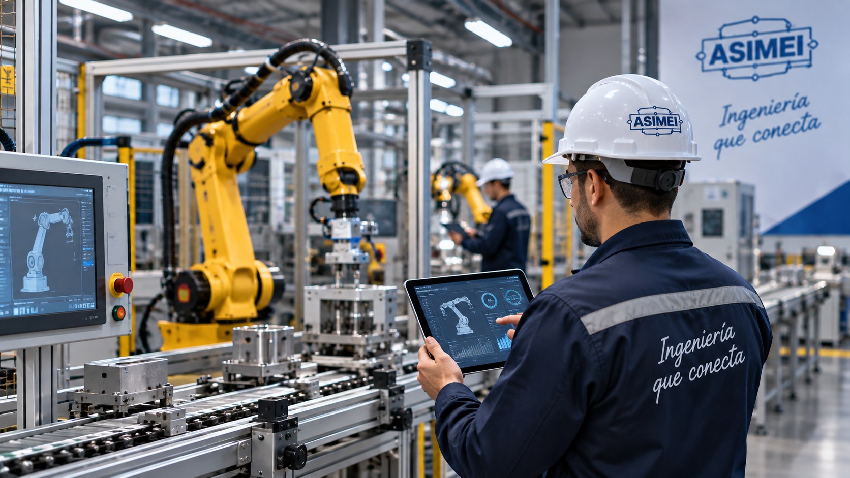 Celda de automatización industrial con brazo robótico
